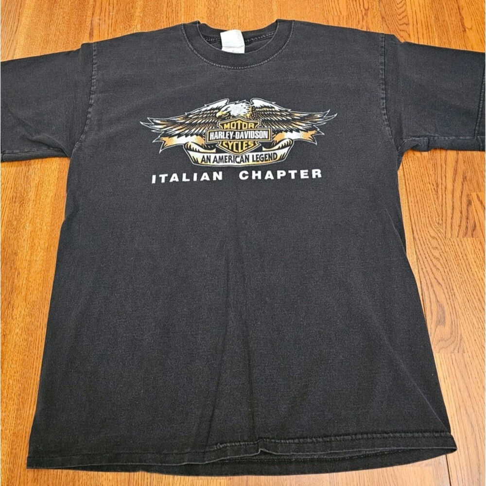 Harley Davidson An American Legend Italian‎ Chapter size large black tshirt